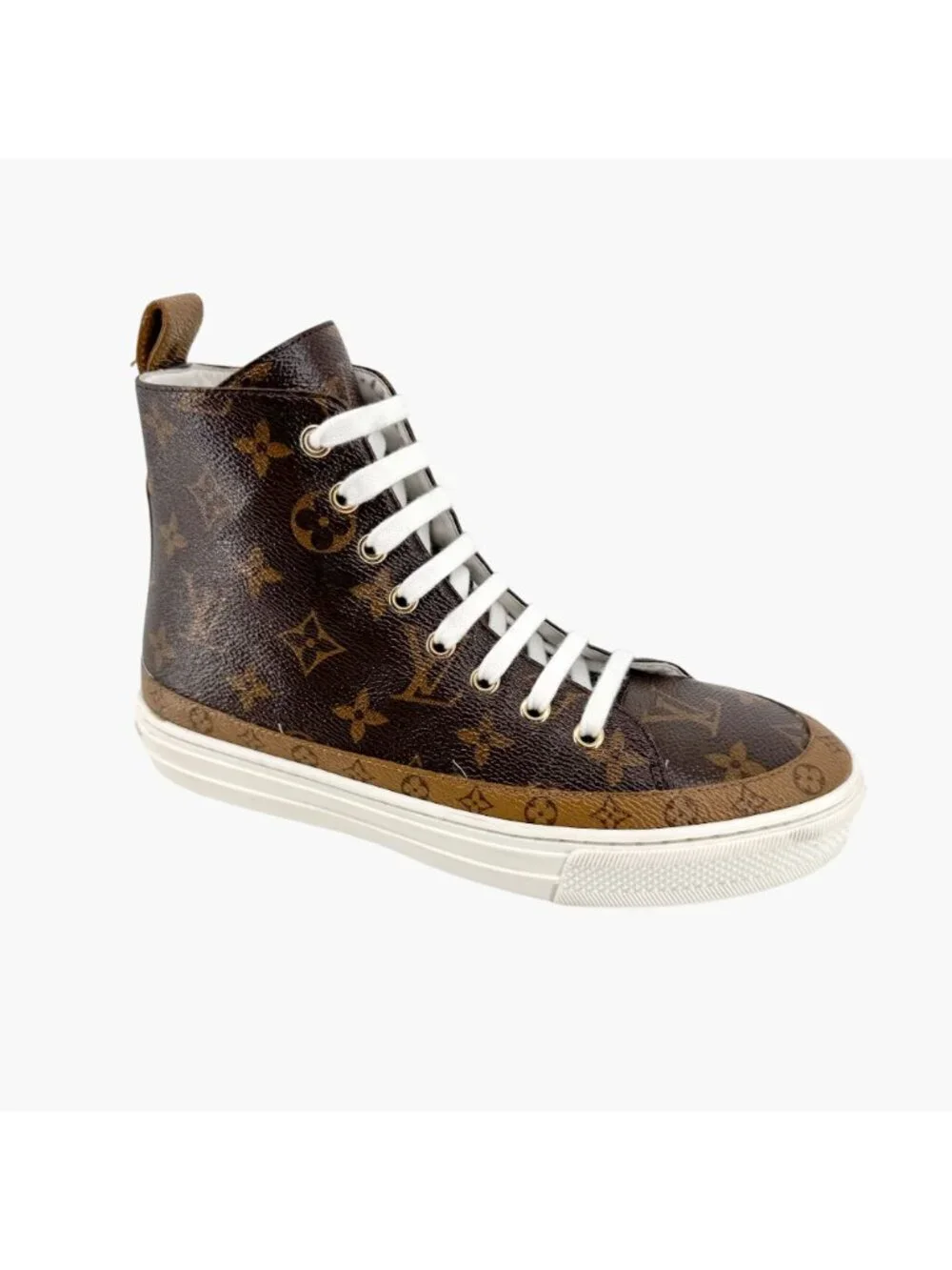 Louis Vuitton Stellar High Top Sneaker Boots Size 36.5 US 6.5 Brown LV Monogram